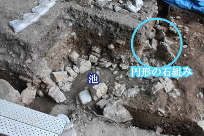 園池遺構(北西から)